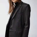 Recycled Vegan Leather One Button Blazer Jacket Z8103