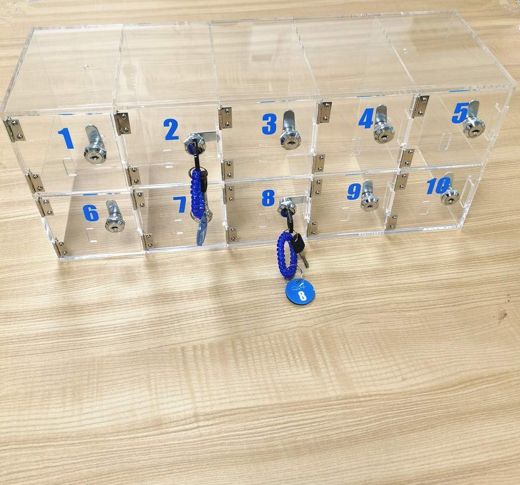 Clear Cell Phone Locker Box with Door Locks and Keys Wall-Mounted Storage Cabinet S2415