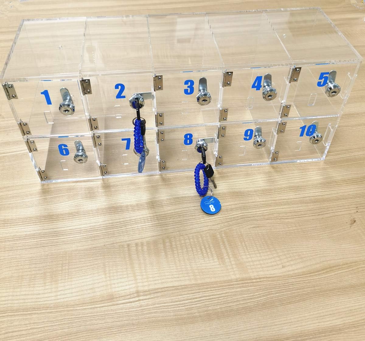 Clear Cell Phone Locker Box with Door Locks and Keys Wall-Mounted Storage Cabinet S2415