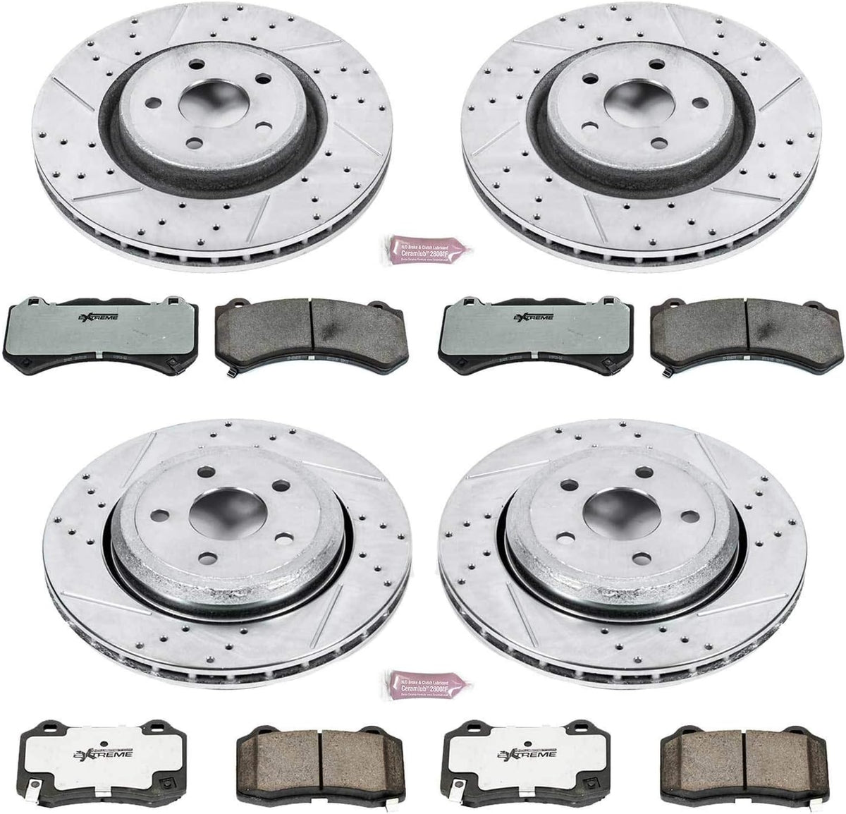 Carbon Fiber Brake Pads with Drilled & Slotted Brake Rotors Kit T301