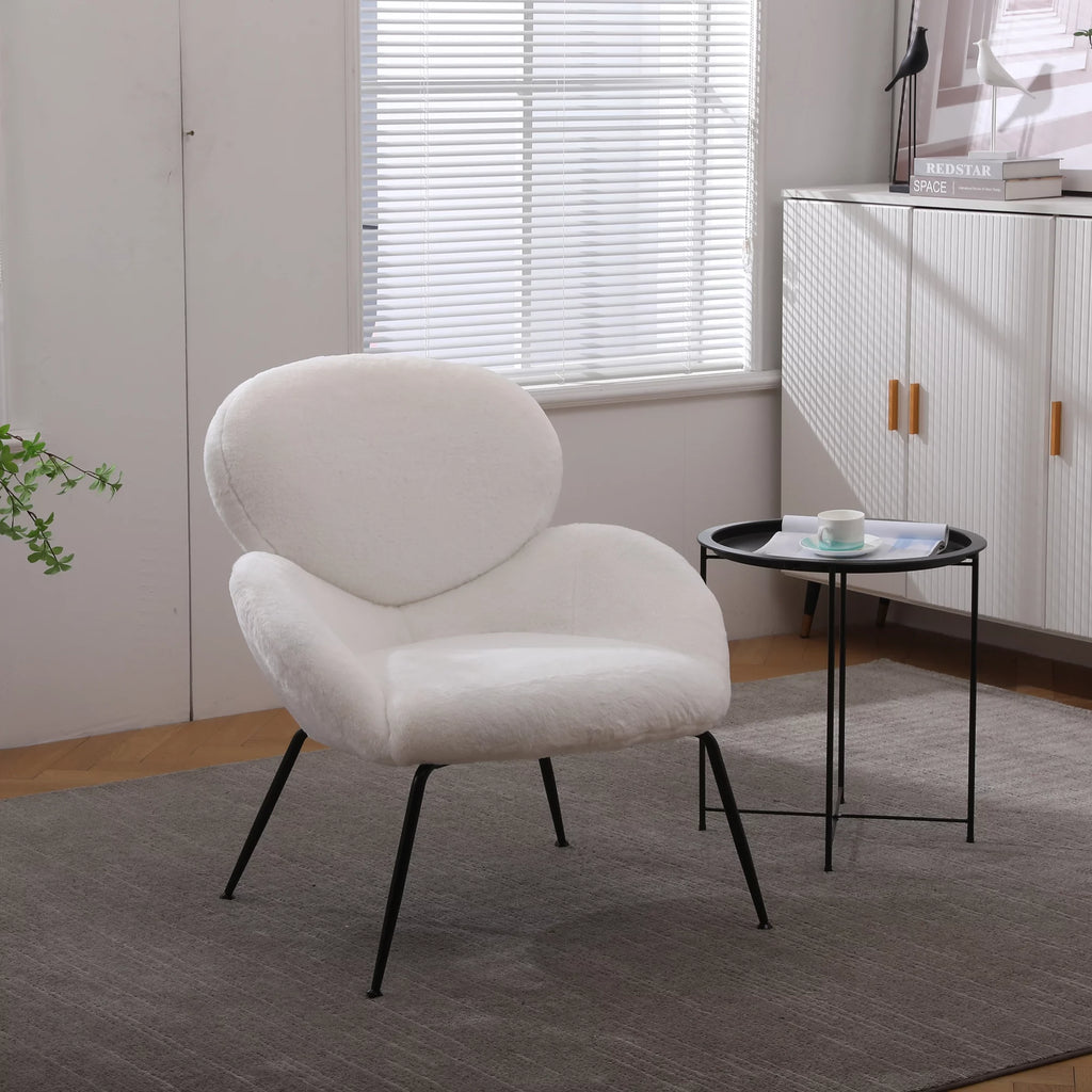 Sherpa Accent Armchairs with Black Metal Legs W7484