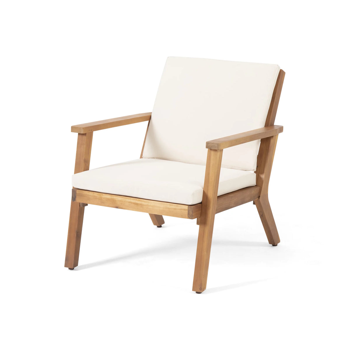 Acacia Wood Club Chairs with Cushions, Set of 2, Brown Patina, Cream L4966