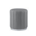 Grey/Silver Leather Round Ottoman B5112