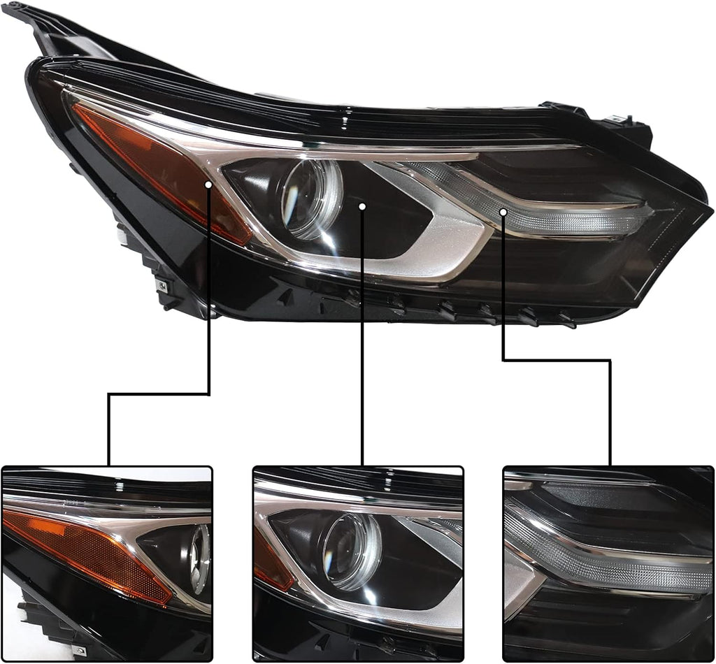 Halogen Headlights Assembly with LED DRL Side Marker Passenger Side C122