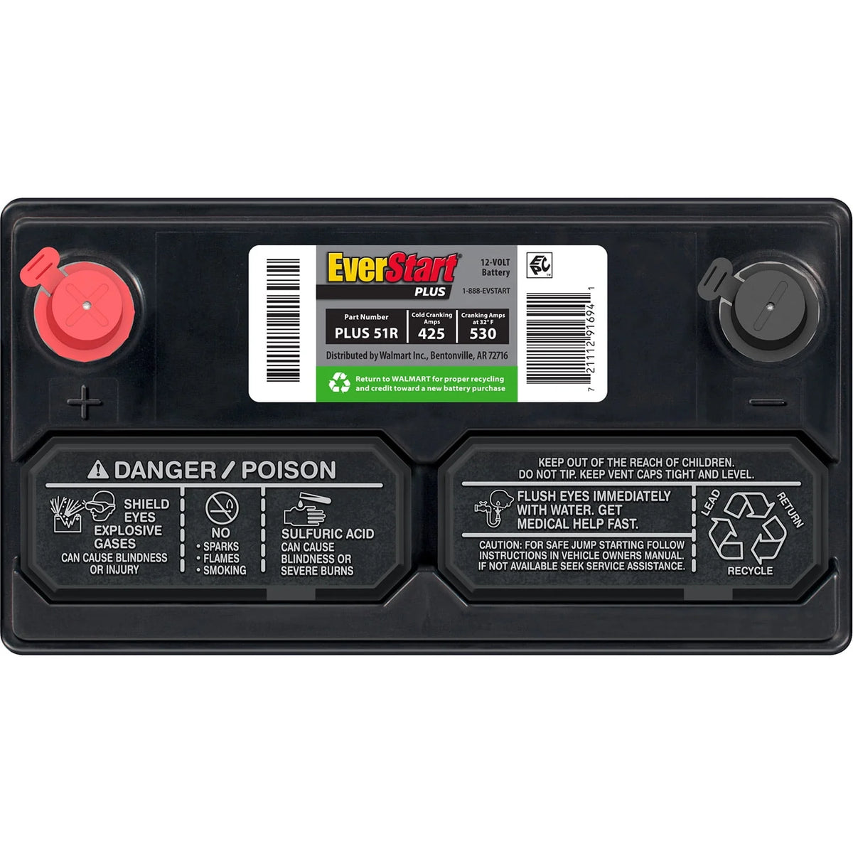 Lead Acid Automotive Battery Group Size 51R 12 Volt 425 CCA U8297