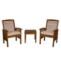 3PC Acacia Wood Patio Chairs and Side Table Espresso Brown Q97518