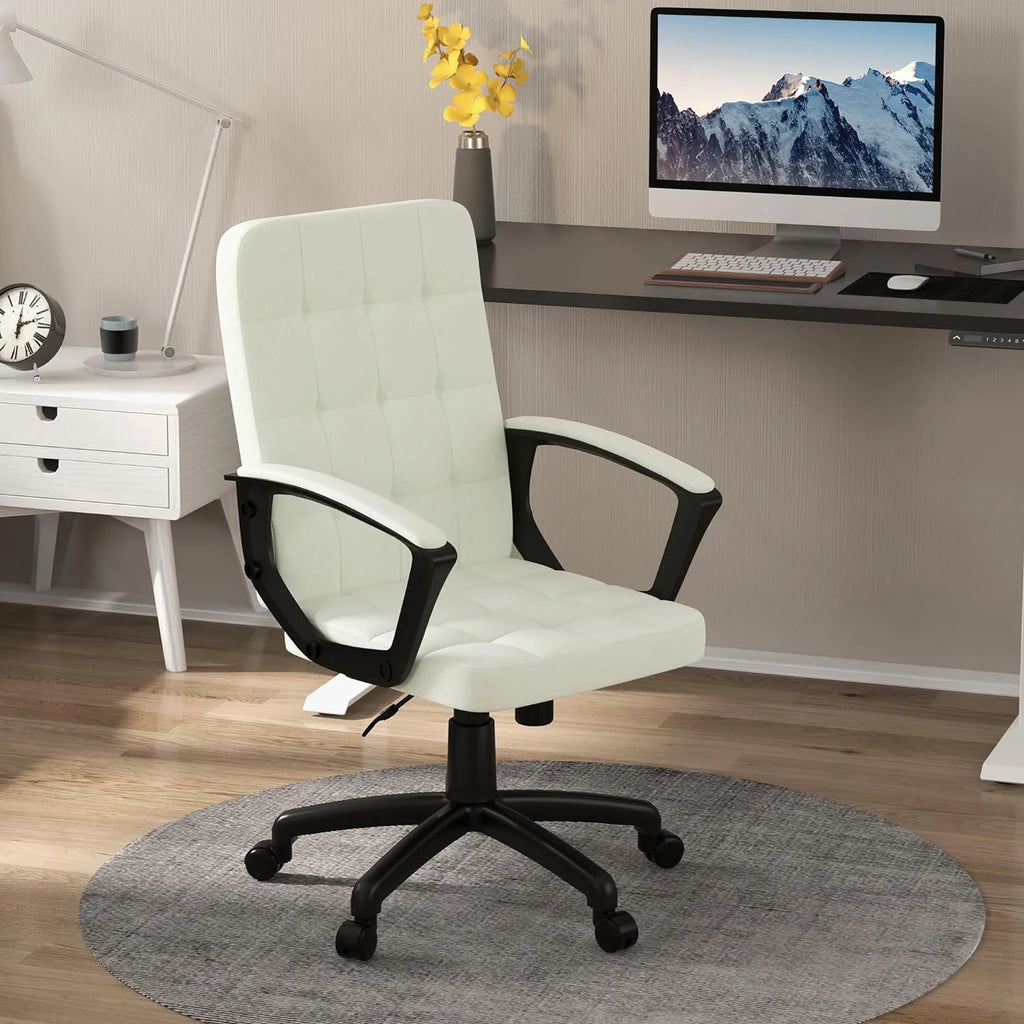 Cream White Fabric Office Chair with Arms R303765