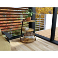 Round Wooden and Metal End Table in Black/Oak E834944