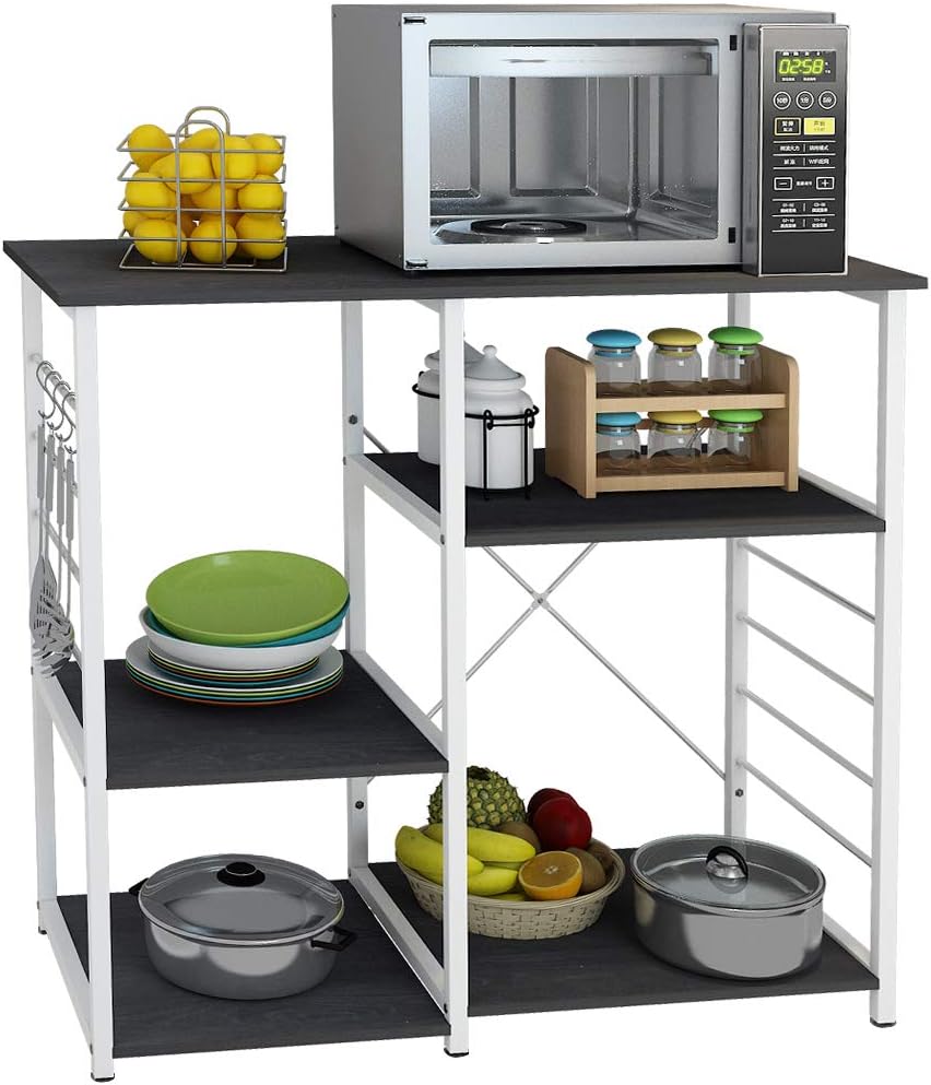 3-Tier Black Kitchen Baker's Rack Microwave Oven Stand Storage Cart Workstation Shelf Z183733