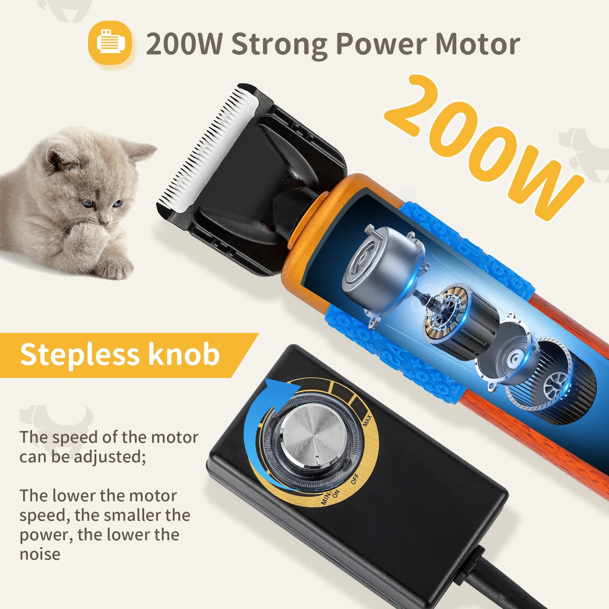 200W Pet Clipper Kit with 2 Blades G998