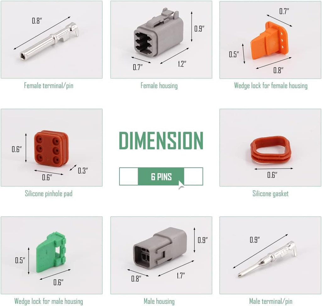 2 Pin DT Connector Kit Waterproof Electrical Connectors Solid Contacts Heavy Duty 16-20 AWG 4Pcs Y871