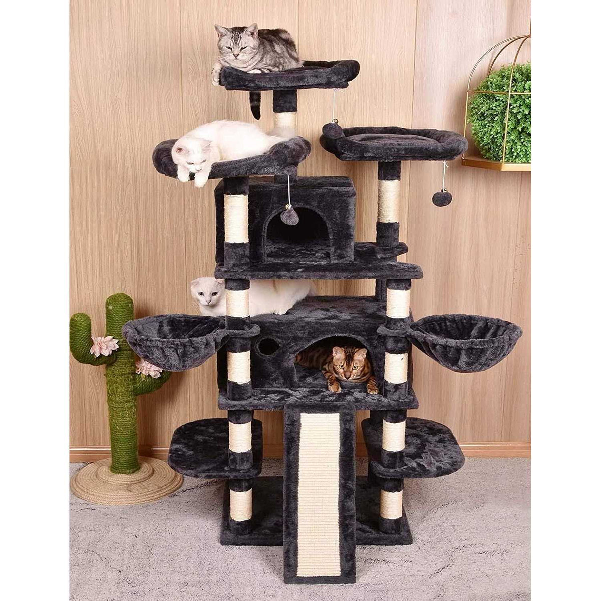 68 Inch Multi-Level Cat Tree with Scratching Posts L524323