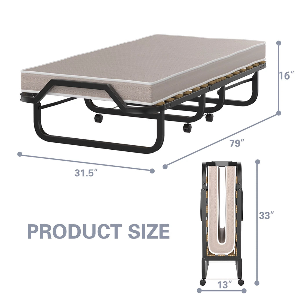Folding Bed with Memory Foam Mattress Metal Guest Bed Z626