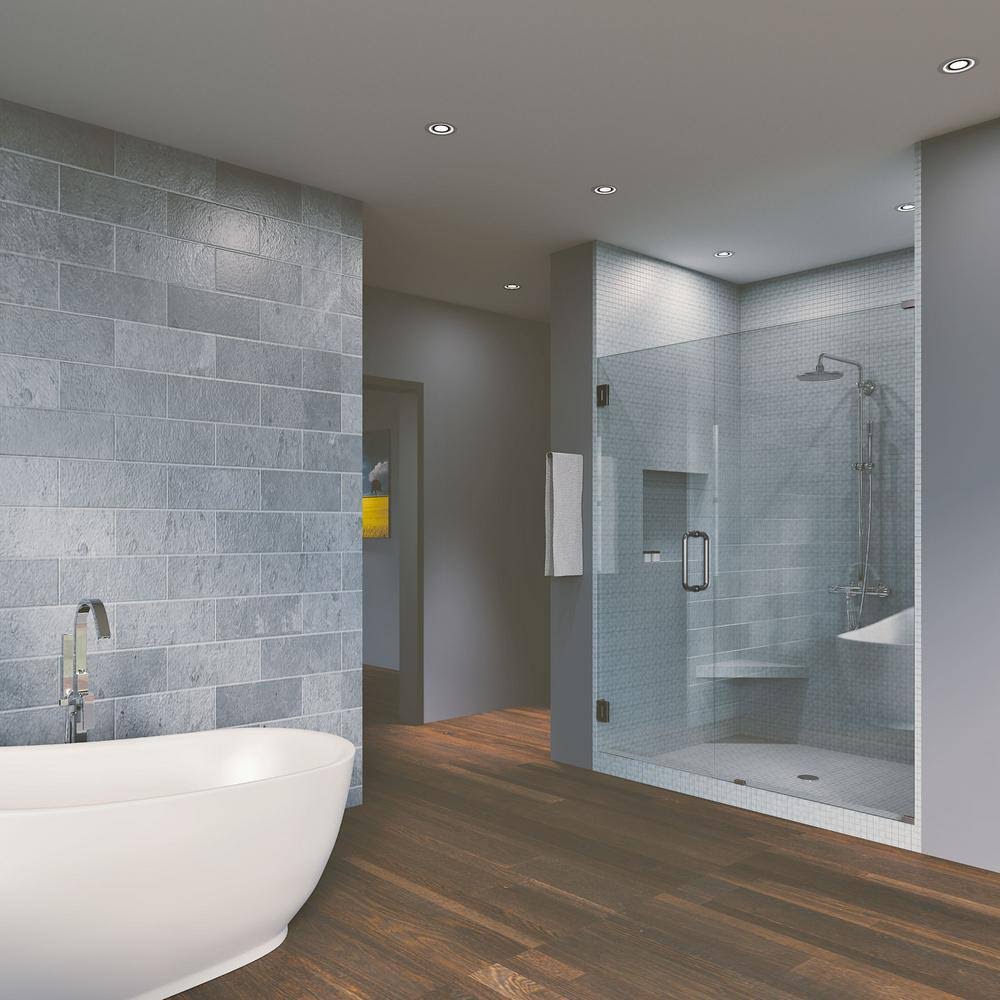 51.5x22 x 80x22 Hinged Frameless Shower Door Brushed Nickel C84314