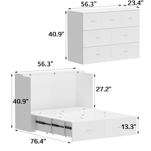 Full Size Murphy Bed Cabinet with Charging Station & Drawer Y2265