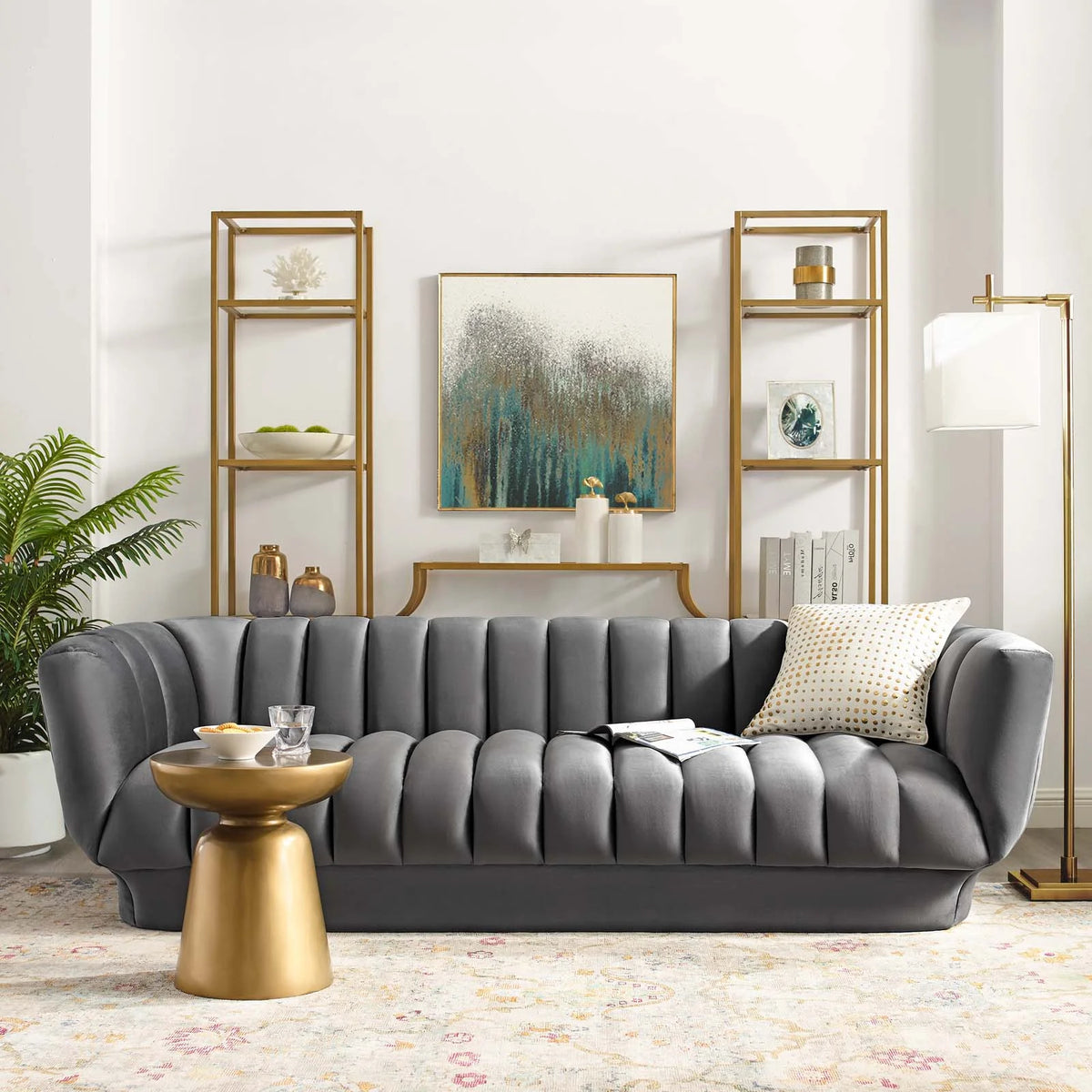 Grey Velvet Sofa G67314
