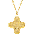 24k Gold Plated 29x29mm Polished Cross Medal Pendant Necklace With 24 Inch Chain E3952