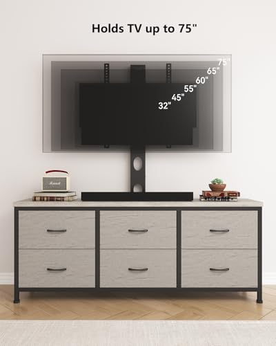 Black TV Stand with Mount and 6 Drawer Dresser B936116