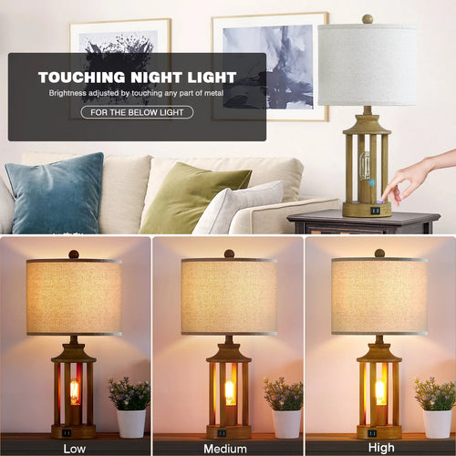 3 Way Dimmable Touch Control Table Lamps Set of 2 with USB Ports N103012