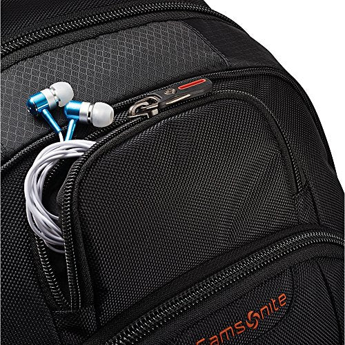 Large Backpack, Black/Orange, 18 x 13.3 x 8.6 R660