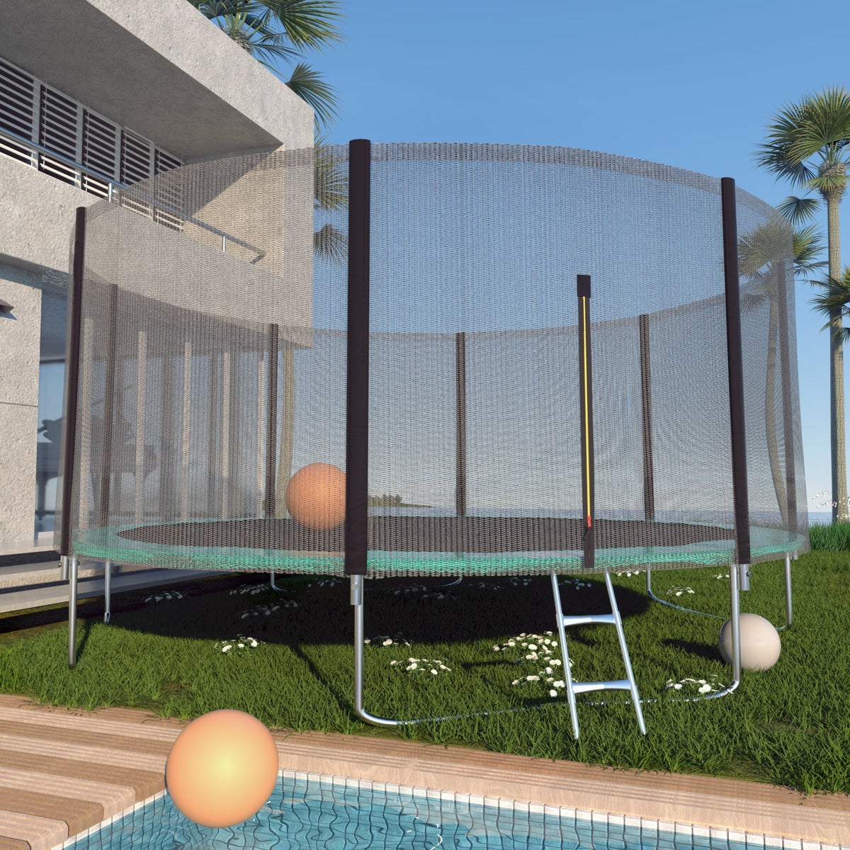 16 FT Trampoline with Safety Enclosure Net and Ladder E179206