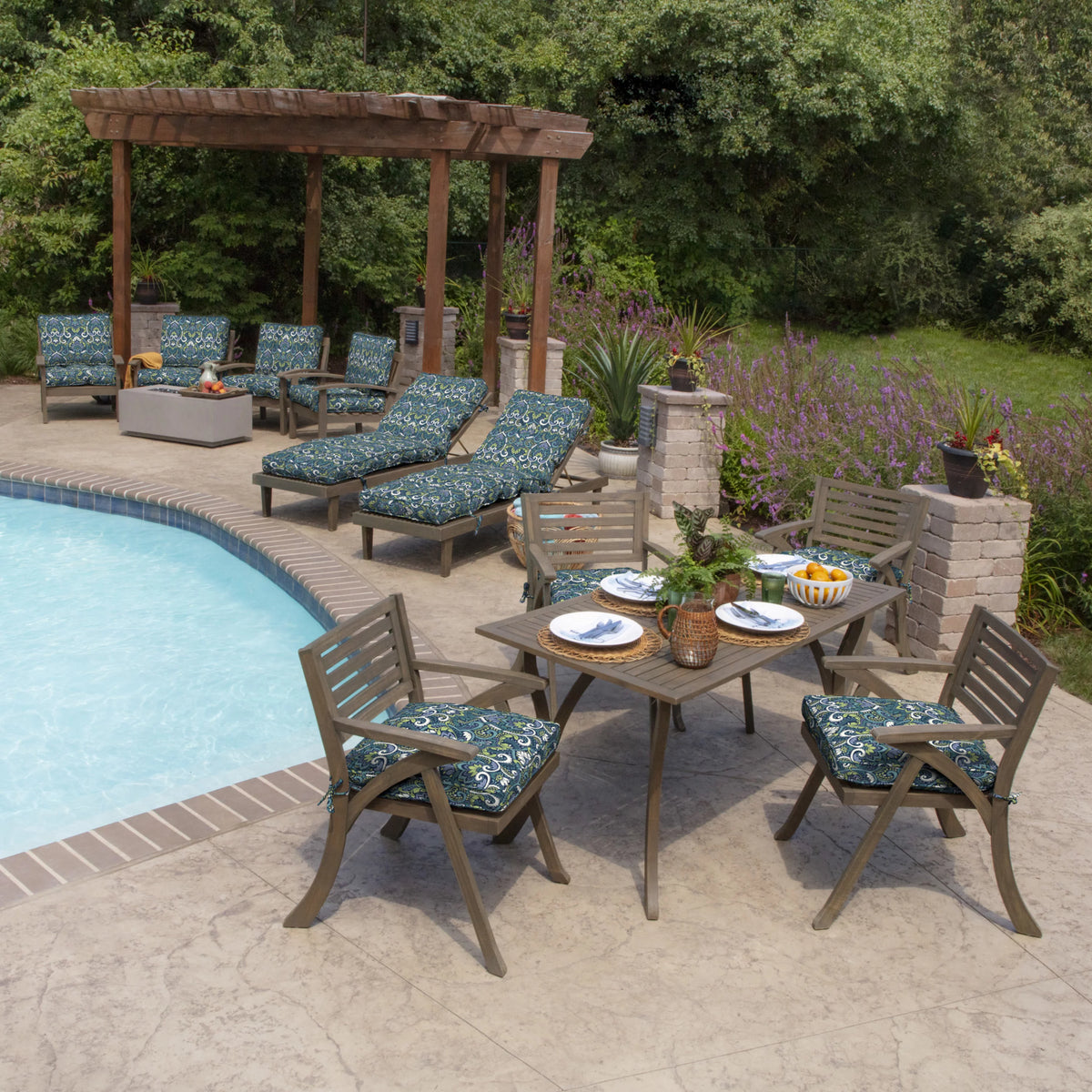 PolyFill Outdoor Deep Seating Cushion Set, 24 x 24, Water Repellant, Fade Resistant, Tufted Deep Seat Bottom and Back Cushion L17664