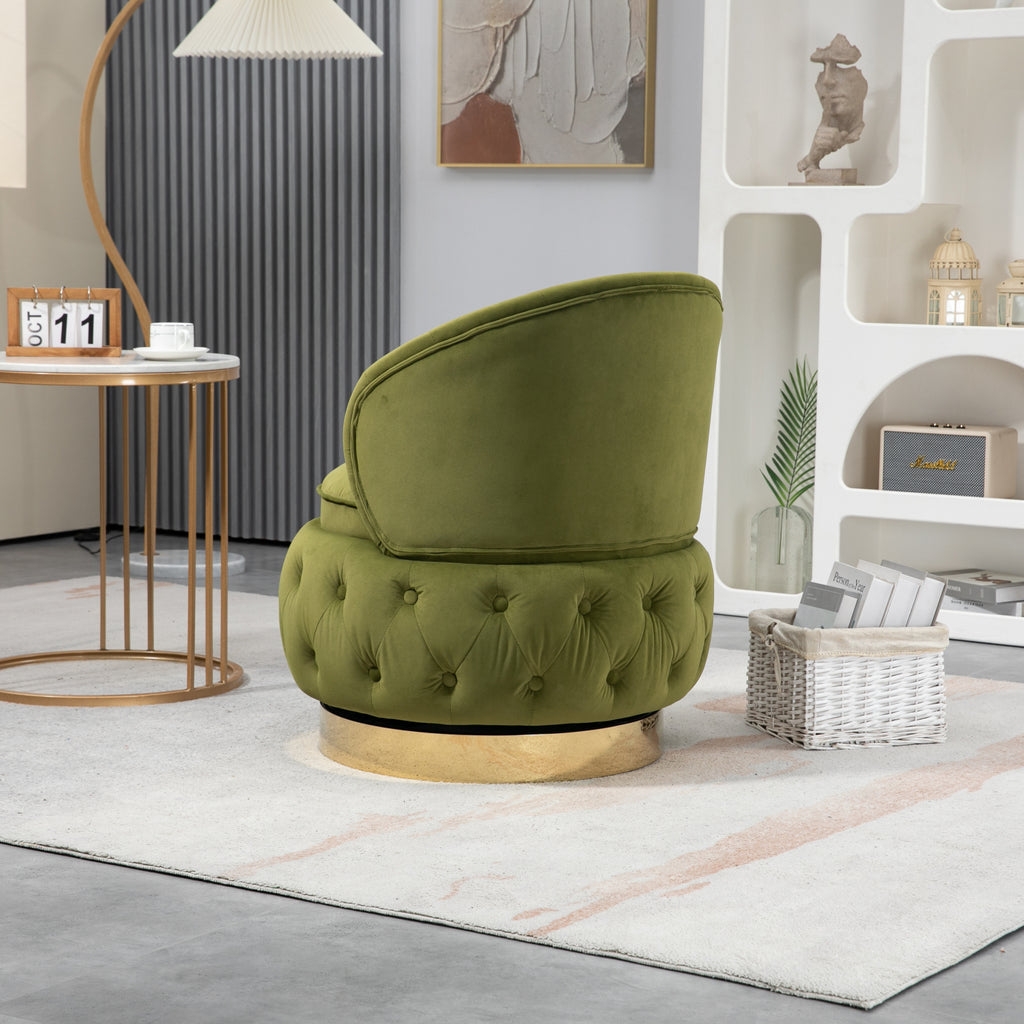 Olive Green Velvet Swivel Accent Chair Z878