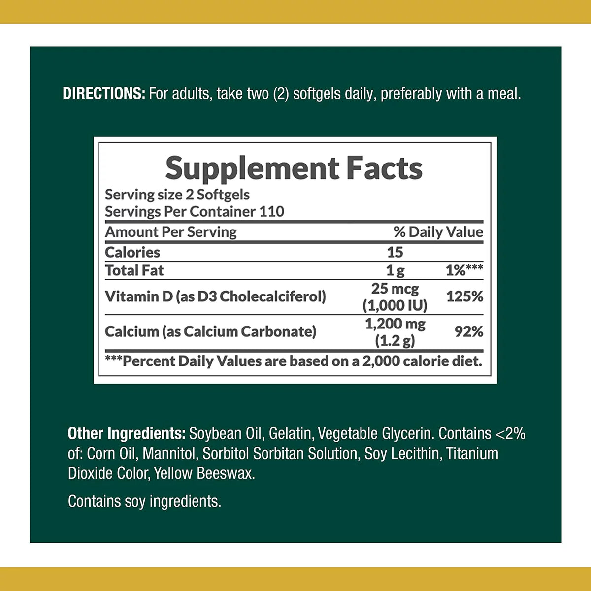 1200mg Calcium Plus 1000IU Vitamin D3 Softgels 220 ea (Pack of 3) W284917