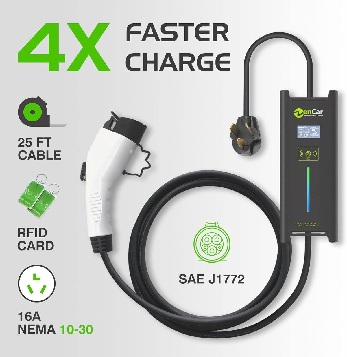 EV Charger with Cable Holder, Timing Delay, 230V, 16A, NEMA 6-20 J750291