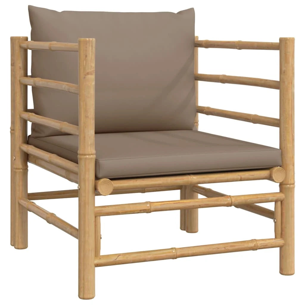 Patio Sofa with Taupe Cushions Bamboo L6504