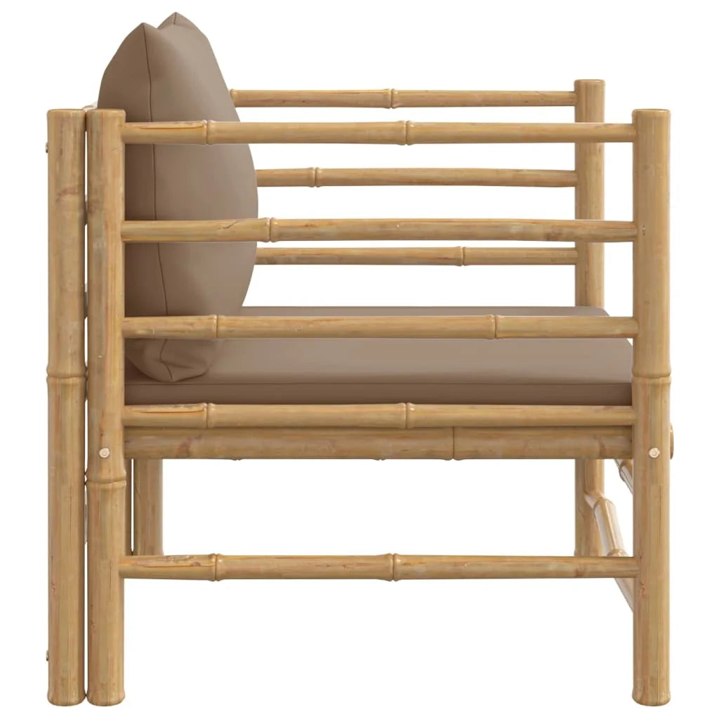 Patio Sofa with Taupe Cushions Bamboo L6504