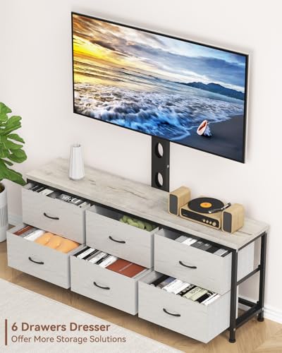 Black TV Stand with Mount and 6 Drawer Dresser B936116