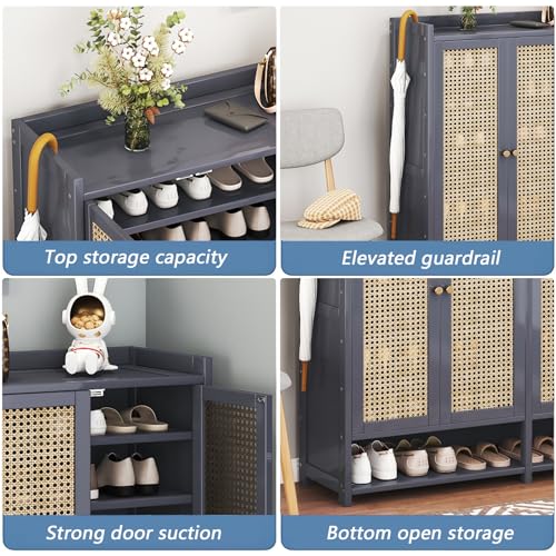 Bamboo 8 Tier Shoe Storage Cabinet with Doors and Drawers T696909