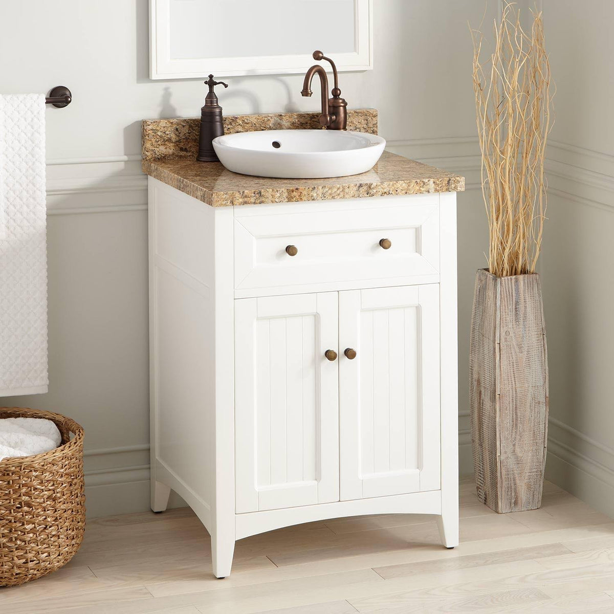 White Wood Vanity Cabinet P35647