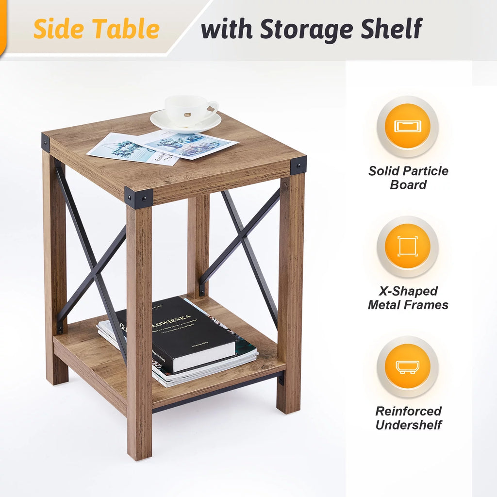 16x16 Teak Side Table with Shelf S887