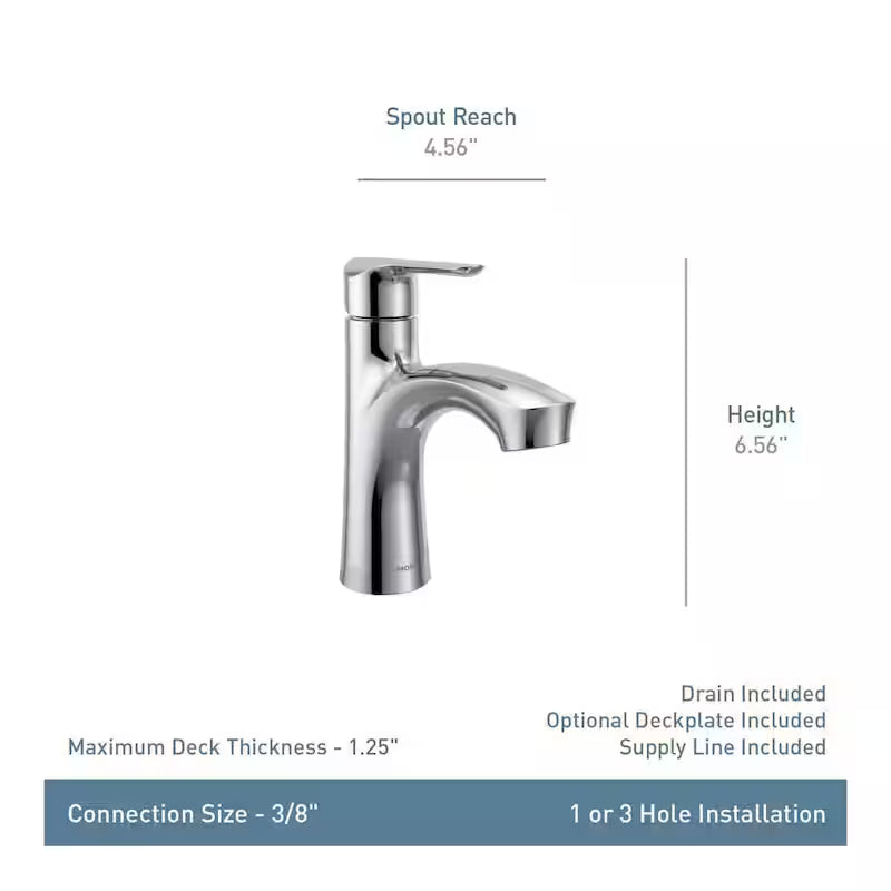 Single-Handle Single-Hole Bathroom Faucet in Chrome B8037