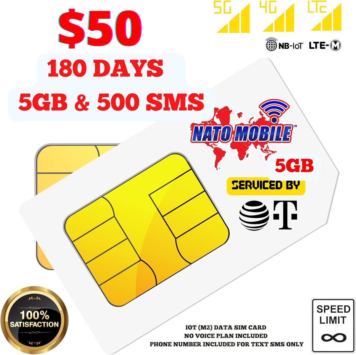 5GB 180-Day 4G LTE Prepaid SIM Card Pack of 2 G658766