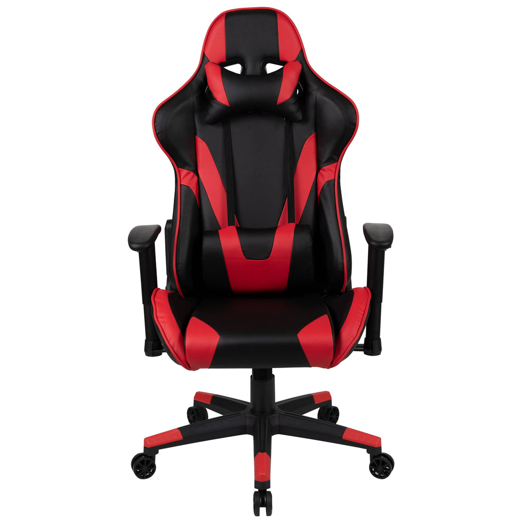 Racing Ergonomic Chair with Fully Reclining Back in Red LeatherSoft X8681