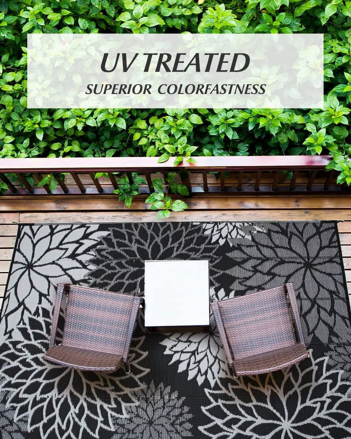 6'x9' Waterproof Reversible Floral Outdoor Rug P8171