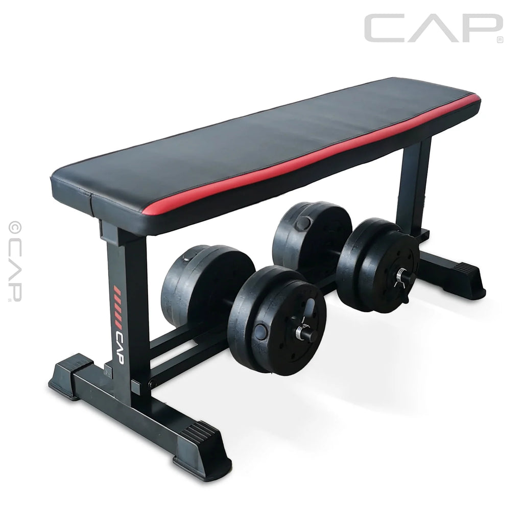 Flat Weight Bench & 50 lb Adjustable Dumbbell Set E5466