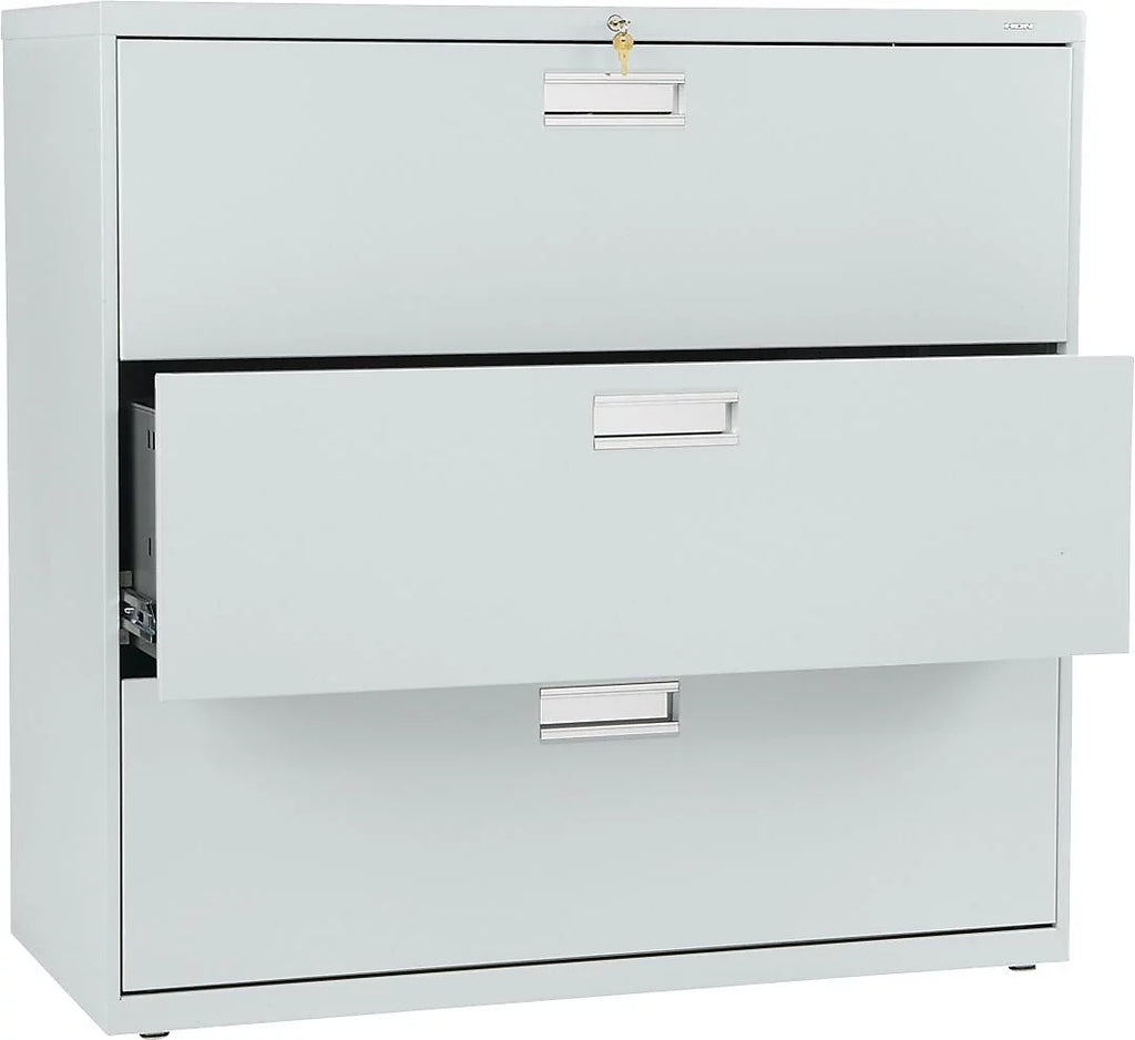 Light Gray Three-Drawer Lateral File M220105