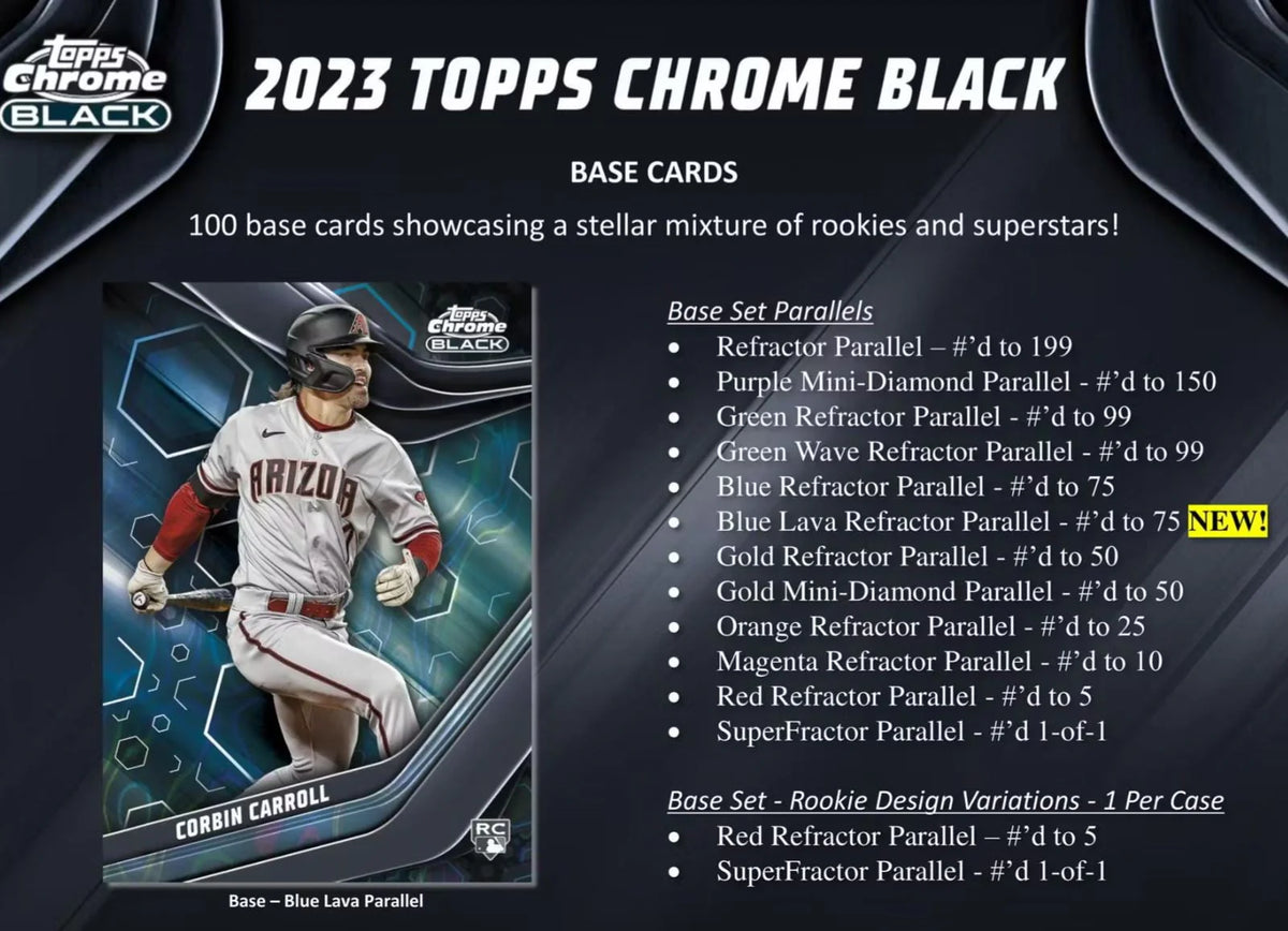 2023 Chrome Black Baseball Trading Card Hobby Box Z18087