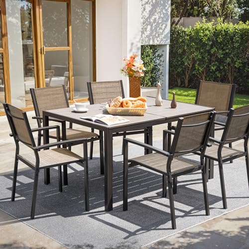 Textilene Outdoor Stackable Dining Chairs Set of 6 Grey P139514