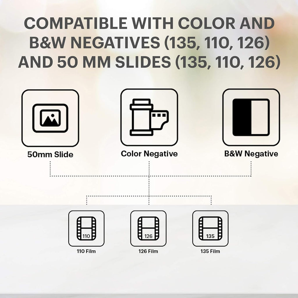 Film and Slide Scanner with 5" LCD Screen, 35mm 126 110 Film Negatives & Slides to 22MP JPEG C7621