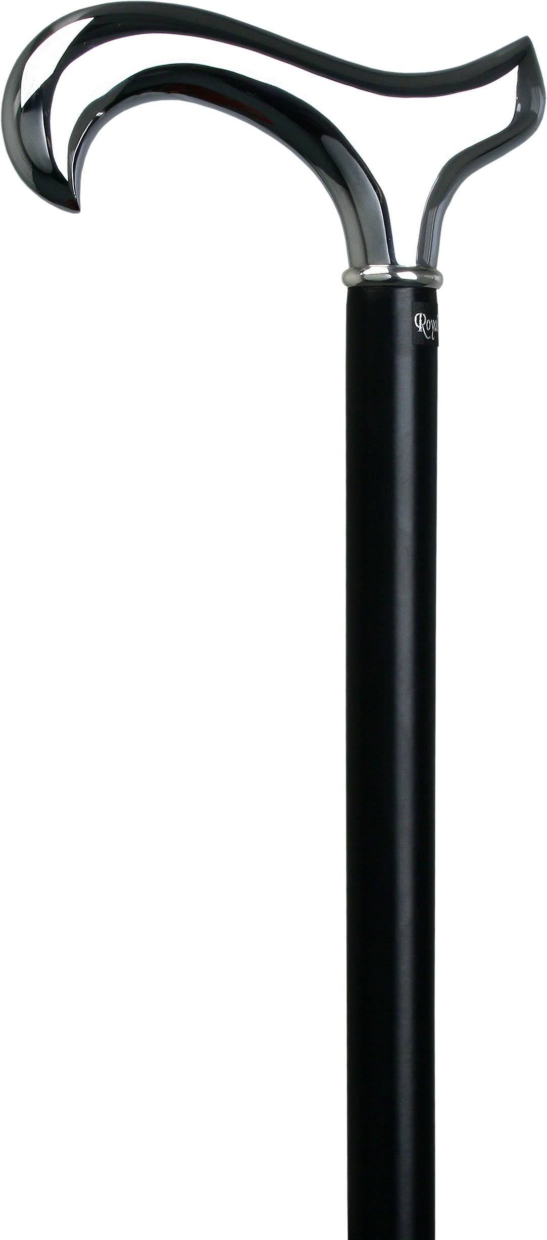Chrome Plated Derby Walking Cane with Black Beechwood Shaft and Silver Collar Y951864