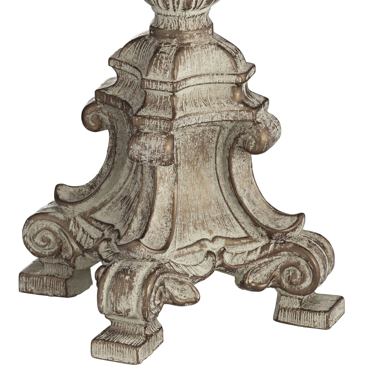 Crystal Antique White Candlestick Table Lamp with Beige Bell Shade K9826