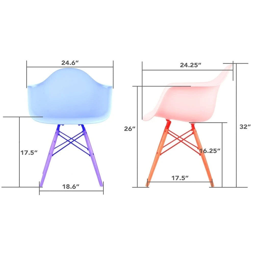 Green Molded Plastic Dining Arm Chair with Black Wood Legs E326