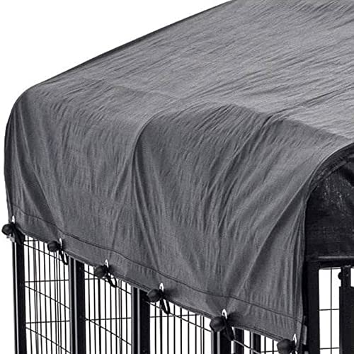 Black Powder Coat Steel Frame Outdoor Dog Kennel with Waterproof Canopy Roof and Gate Door D471