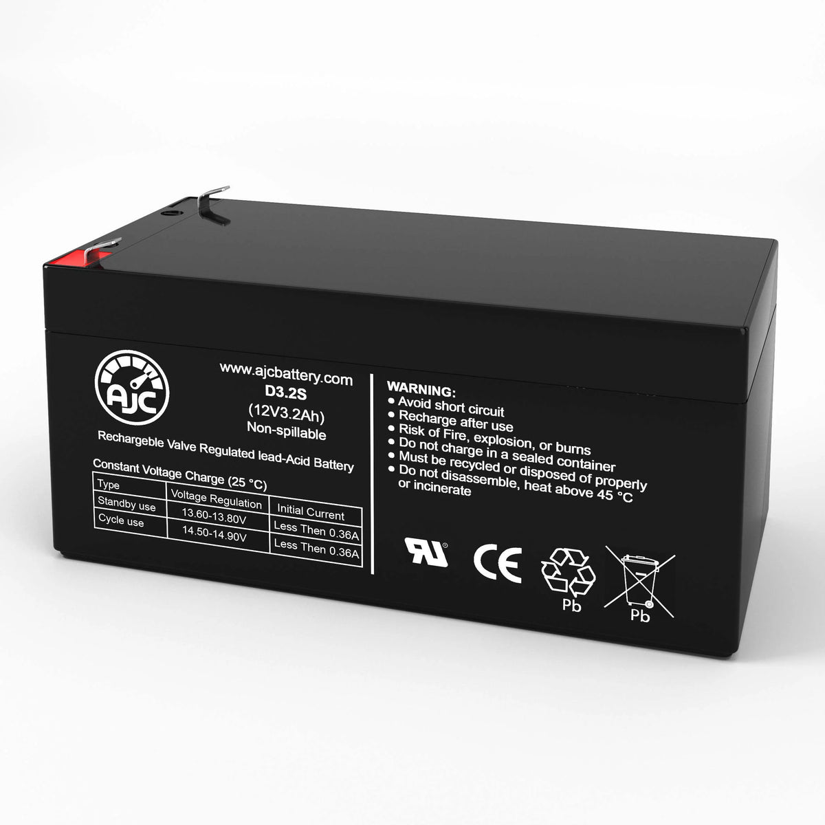 12V 3.2Ah Sealed Lead Acid Battery O16160