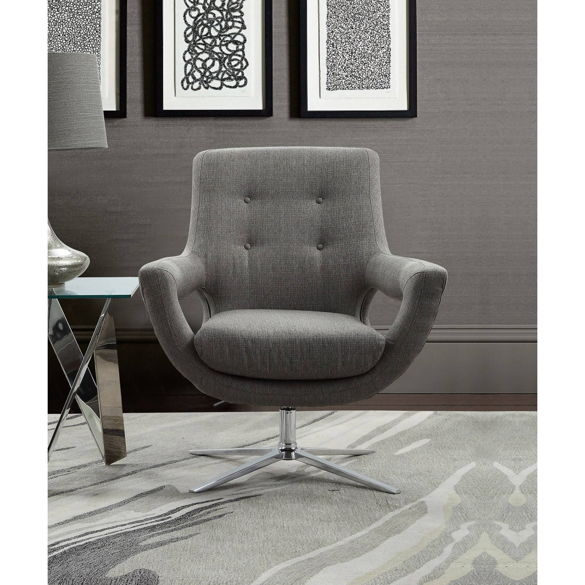 Spa Blue Fabric Adjustable Swivel Accent Chair Y3142